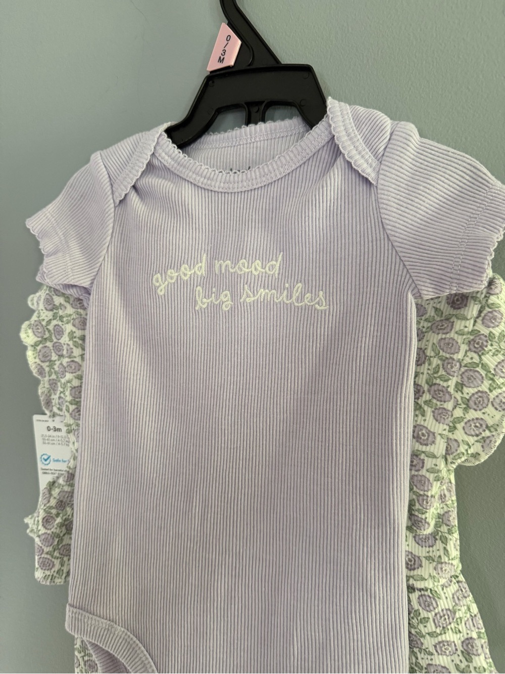 Carter's Lilac Floral Ruffle Romper Set - Picture 4 of 5